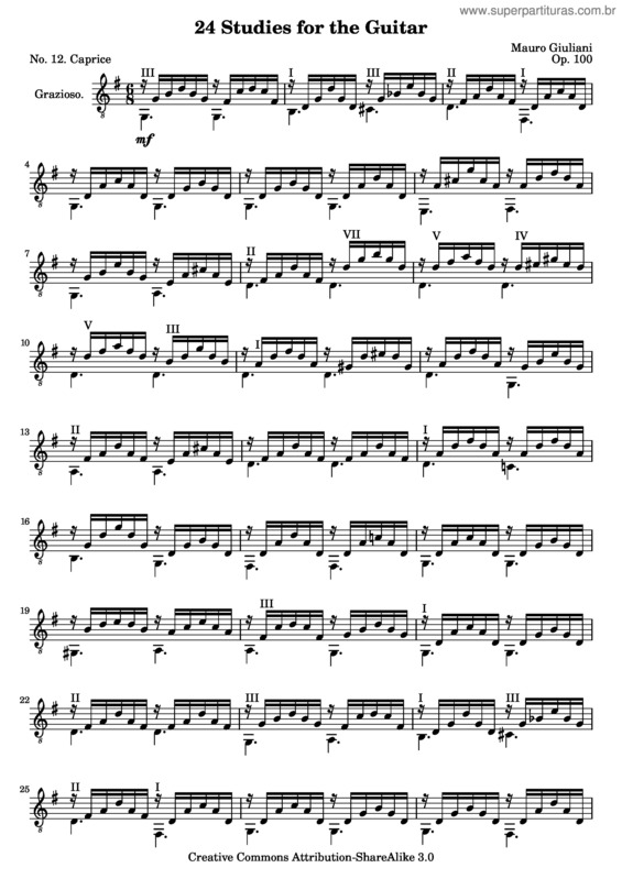 Partitura da música 24 Studies for the Guitar v.11