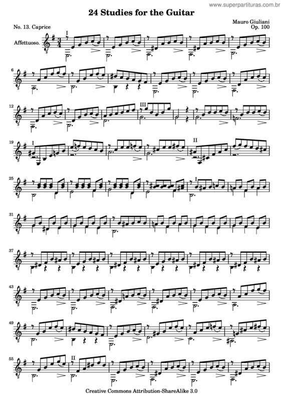 Partitura da música 24 Studies for the Guitar v.12