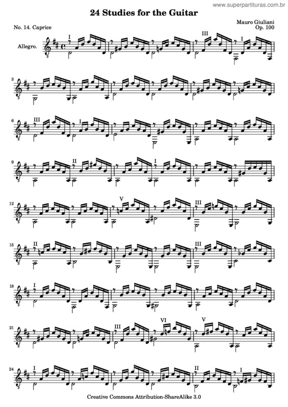 Partitura da música 24 Studies for the Guitar v.13