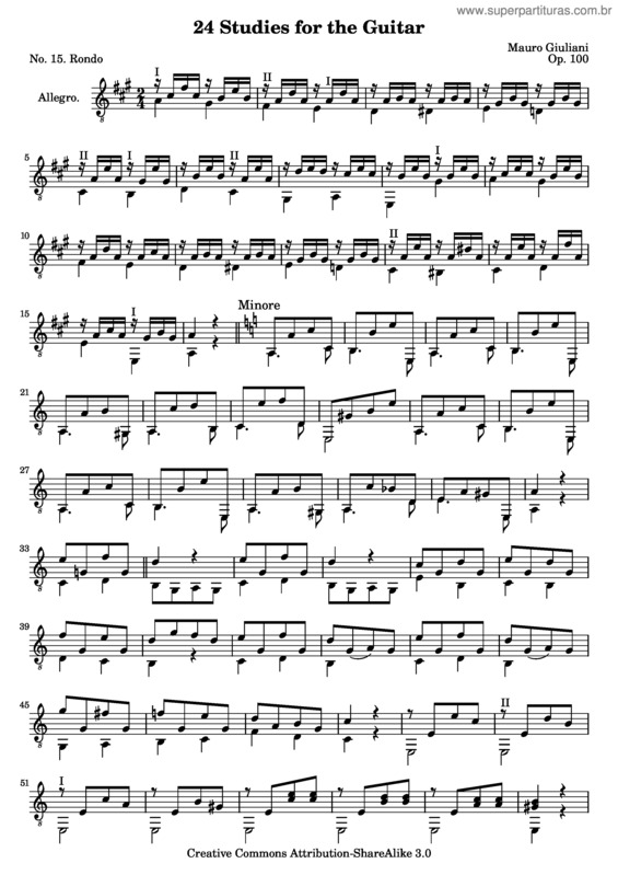 Partitura da música 24 Studies for the Guitar v.14