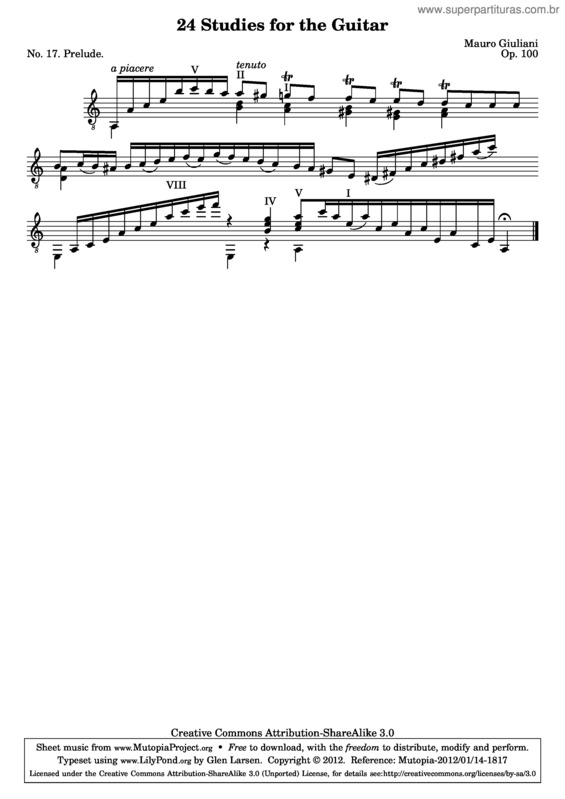 Partitura da música 24 Studies for the Guitar v.16