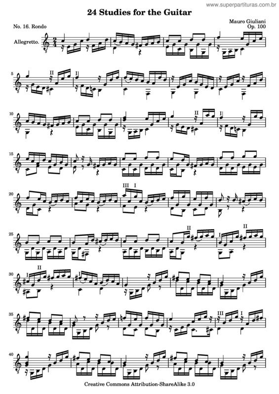 Partitura da música 24 Studies for the Guitar v.17