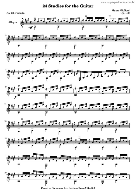 Partitura da música 24 Studies for the Guitar v.19