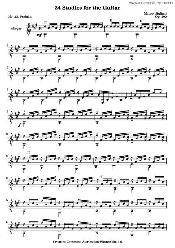 Partitura da música 24 Studies for the Guitar v.19