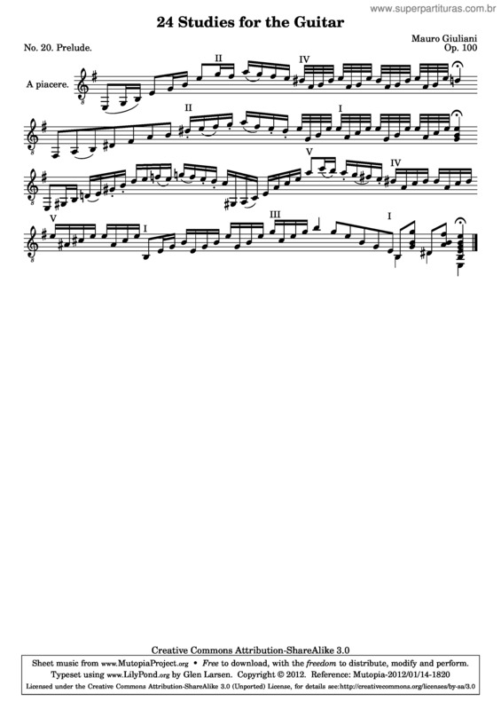 Partitura da música 24 Studies for the Guitar v.22