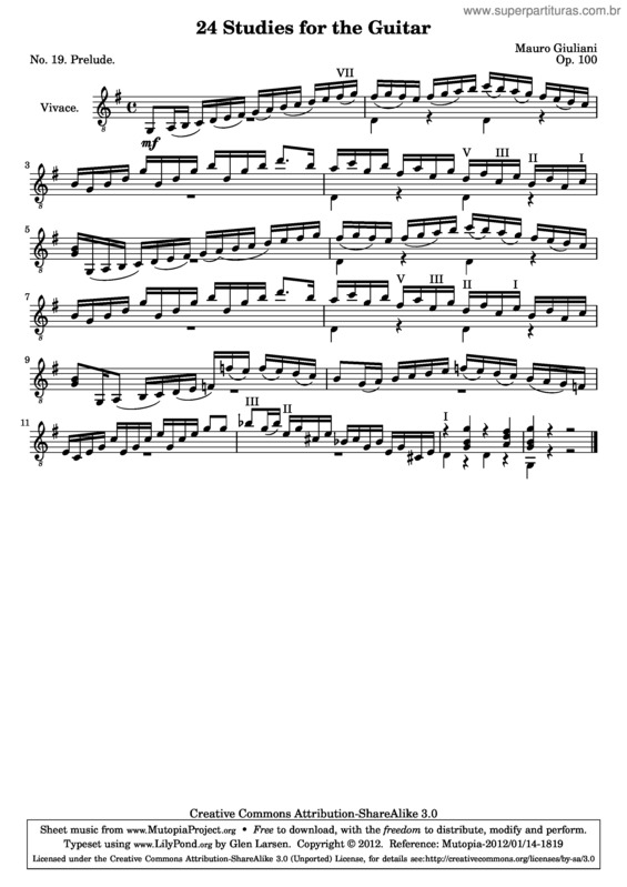 Partitura da música 24 Studies for the Guitar v.23