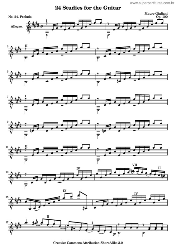 Partitura da música 24 Studies for the Guitar v.24