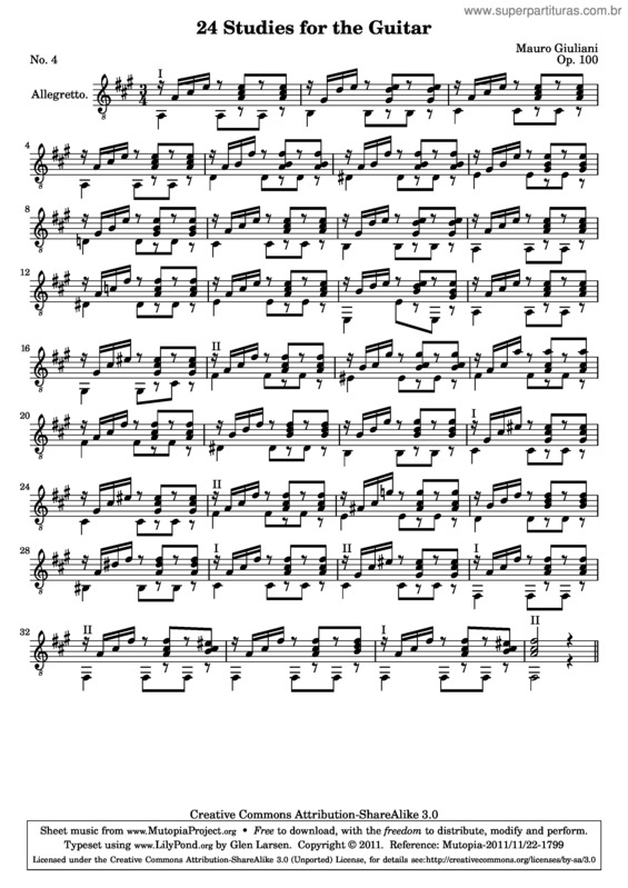 Partitura da música 24 Studies for the Guitar v.4