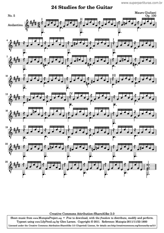 Partitura da música 24 Studies for the Guitar v.5