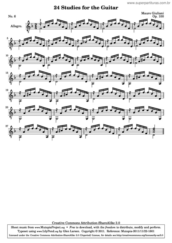 Partitura da música 24 Studies for the Guitar v.6