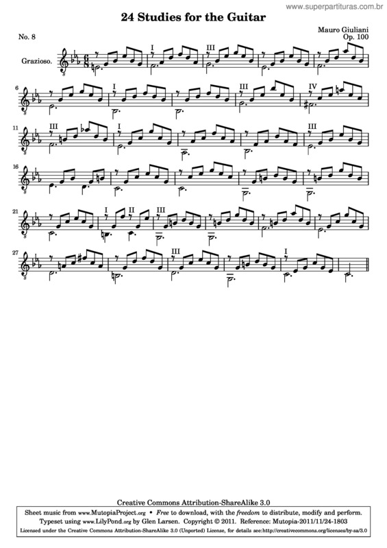 Partitura da música 24 Studies for the Guitar v.8