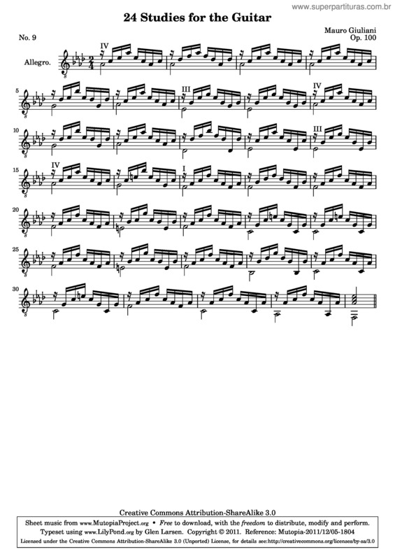 Partitura da música 24 Studies for the Guitar v.9