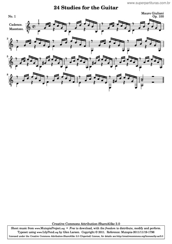 Partitura da música 24 Studies for the Guitar