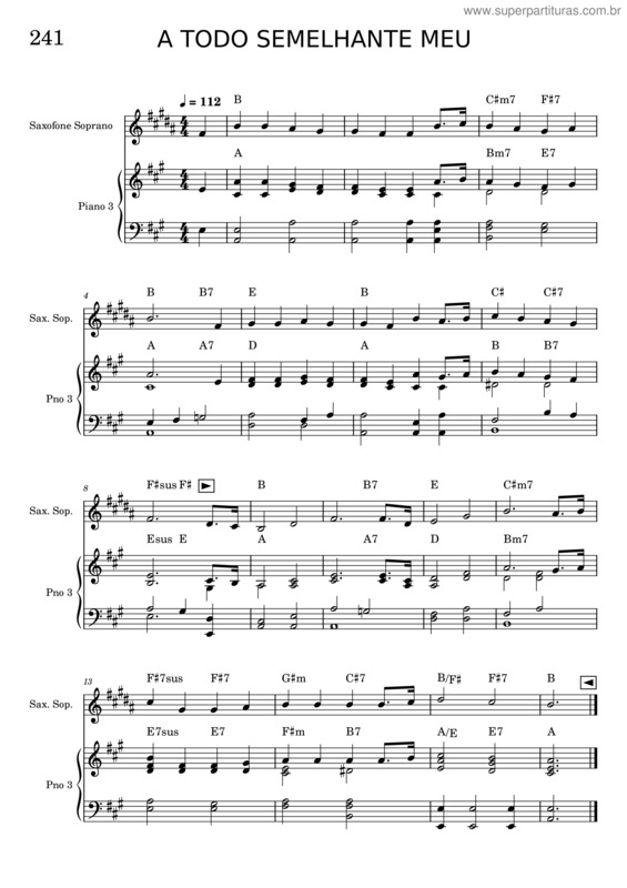 Partitura da música 241 – A Todo Semelhante Meu