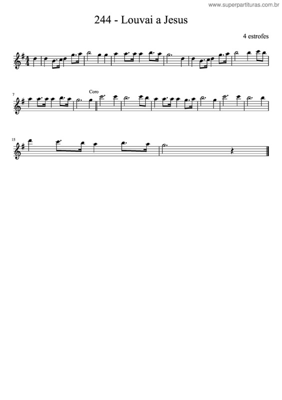 Partitura da música 244 – Louvai A Jesus