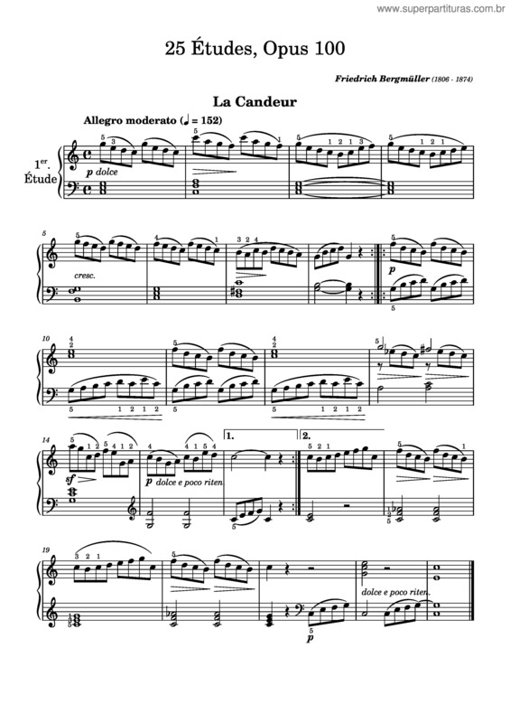 Partitura da música 25 Études, Opus 100
