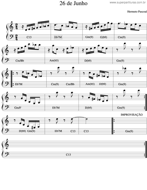 Partitura da música 26 De Junho v.2