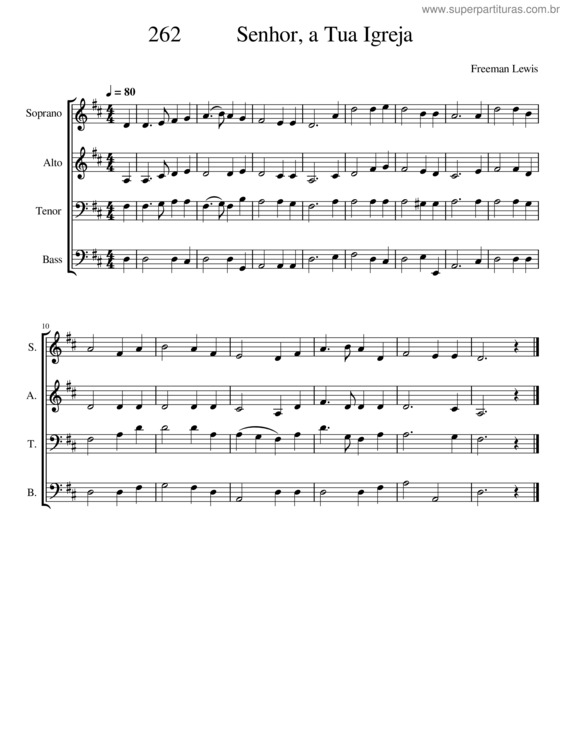 Partitura da música 262 Senhor, A Tua Igreja