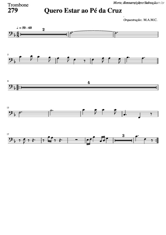 Partitura da música 279 – Quero Estar Ao Pé Da Cruz v.11
