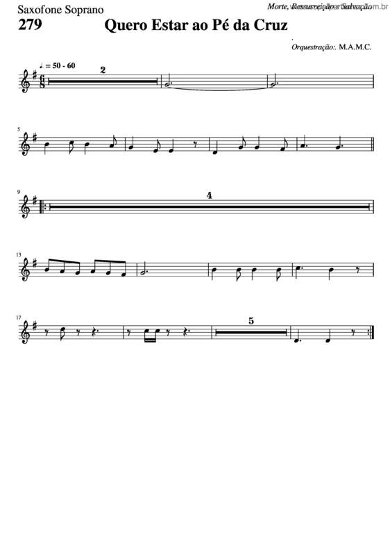 Partitura da música 279 – Quero Estar Ao Pé Da Cruz v.13