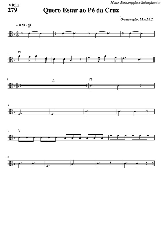 Partitura da música 279 – Quero Estar Ao Pé Da Cruz v.8