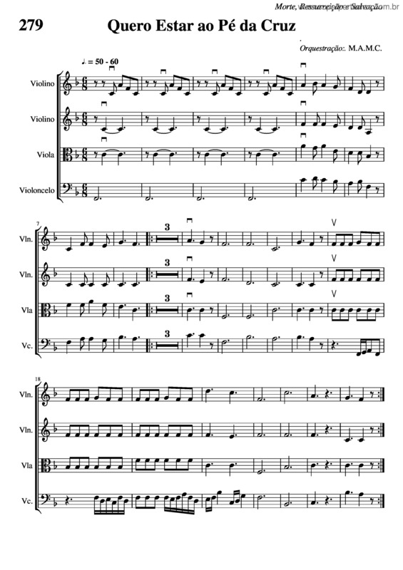 Partitura da música 279 – Quero Estar Ao Pé Da Cruz