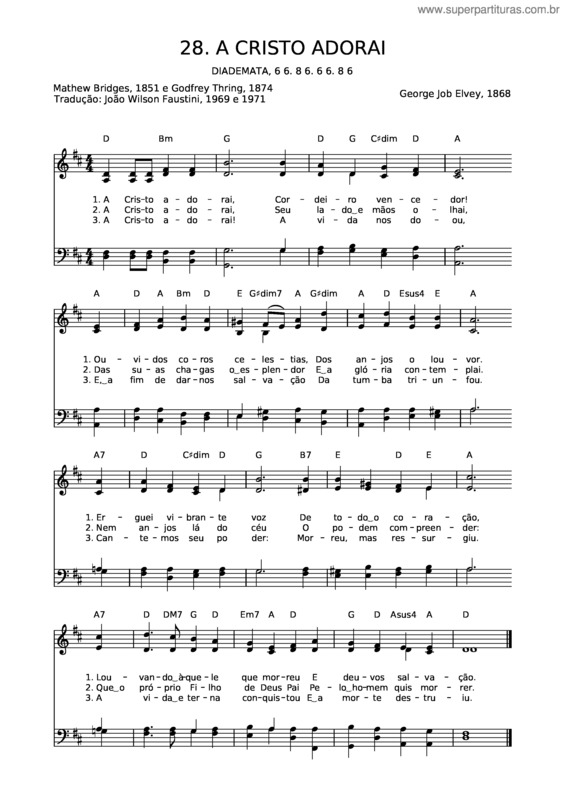 Partitura da música 28 A Cristo Adorai