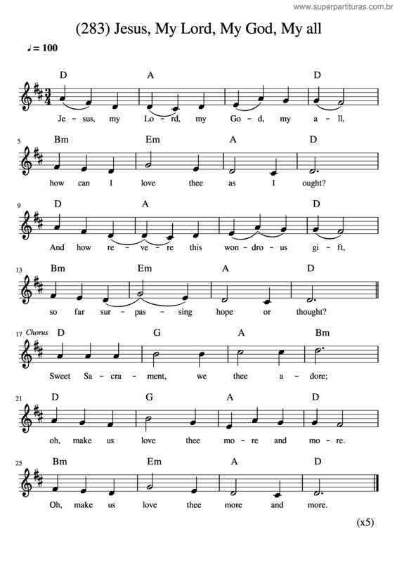 Partitura da música 283 Jesus My Lord My God My All