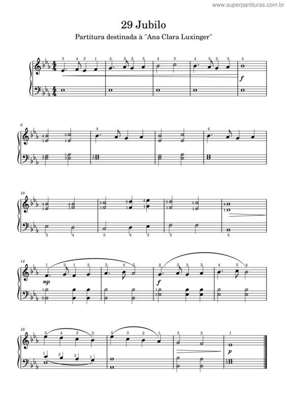 Partitura da música 29 Jubiloso – Huitlan Placido