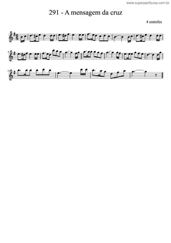 Partitura da música 291 – A Mensagem Da Cruz v.2
