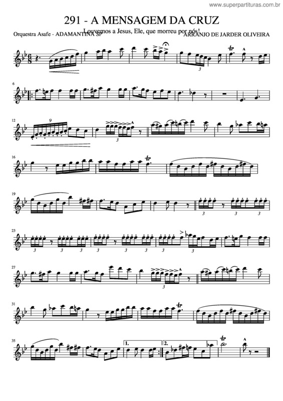 Partitura da música 291 – A Mensagem Da Cruz