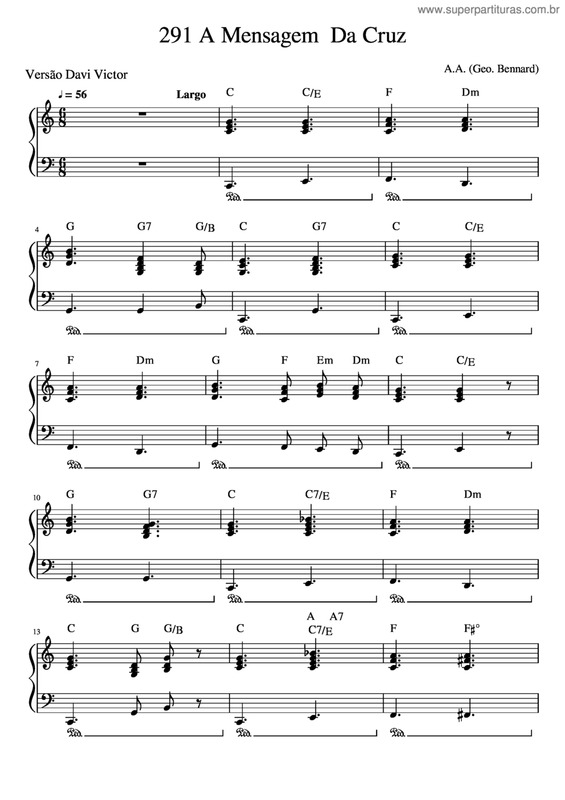 Partitura da música 291 A Mensagem  Da Cruz V.5