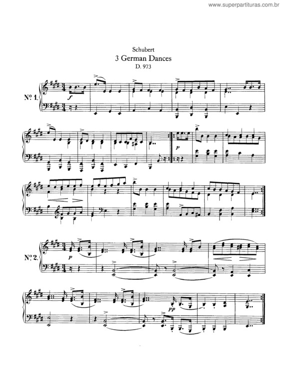 Partitura da música 3 German Dances (D973)