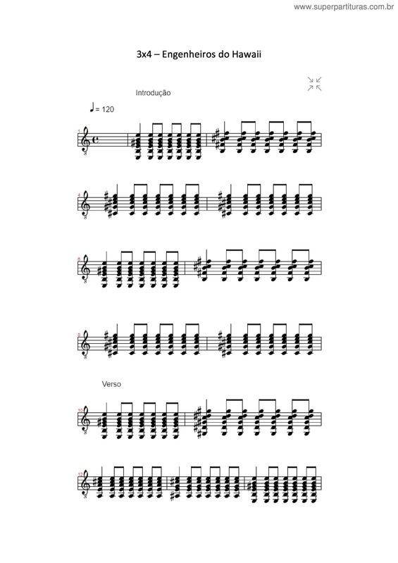 Partitura da música 3 X 4