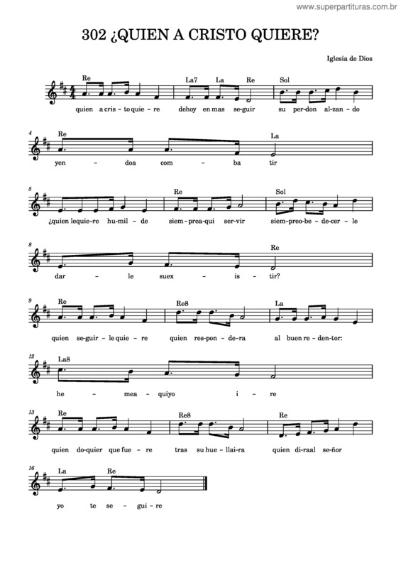 Partitura da música 302 ¿Quien A Cristo Quiere