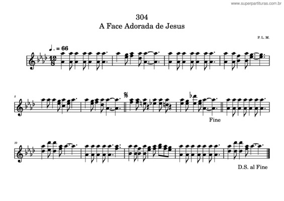 Partitura da música 304 A Face Adorada De Jesus – Clave Sol