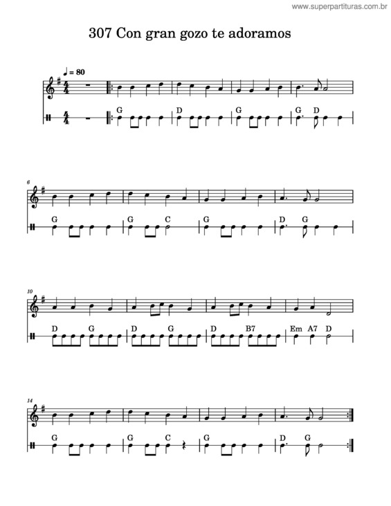 Partitura da música 307 Con Gran Gozo Te Adoramos – Oda A La Alegría