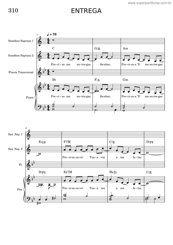 Partitura da música 310 – Entrega