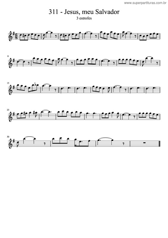 Partitura da música 311 – Jesus, Meu Salvador