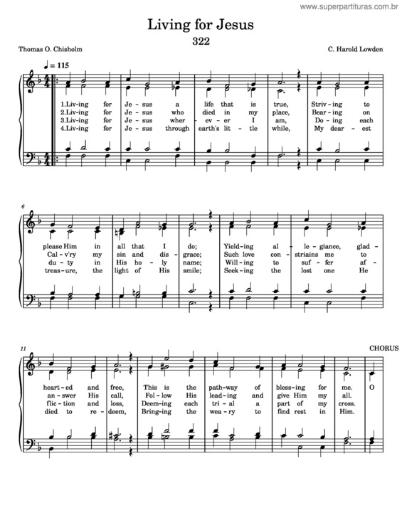 Partitura da música 322 Living For Jesus