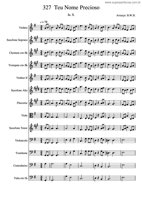 Partitura da música 327  Teu Nome Precioso