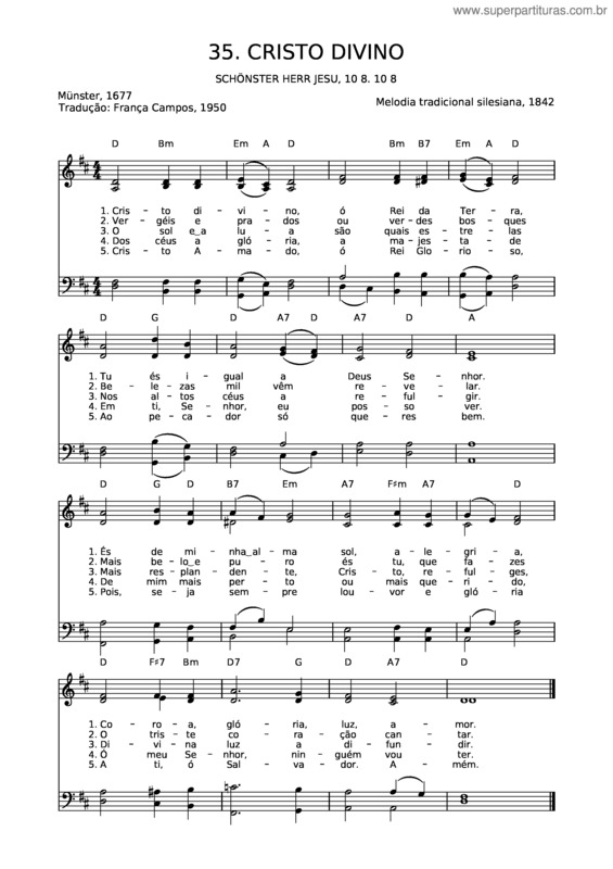 Partitura da música 35 Cristo Divino