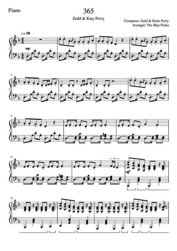 Partitura da música 365