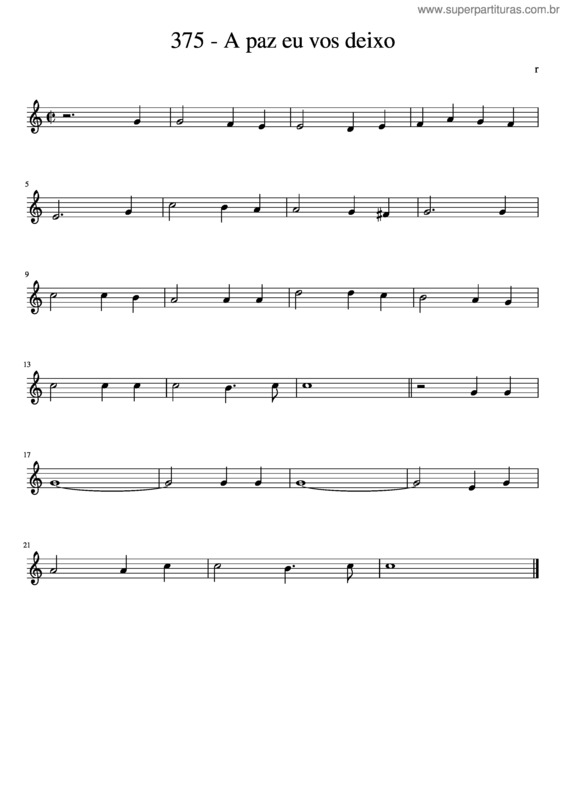 Partitura da música 375 – A Paz Eu Vos Deixo