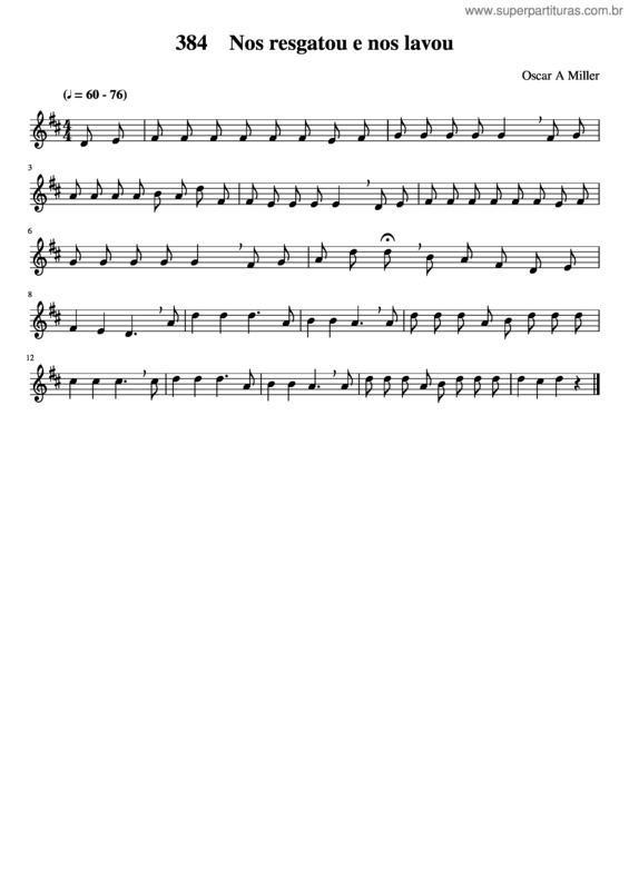 Partitura da música 384 Nos Resgatou E Nos Lavou
