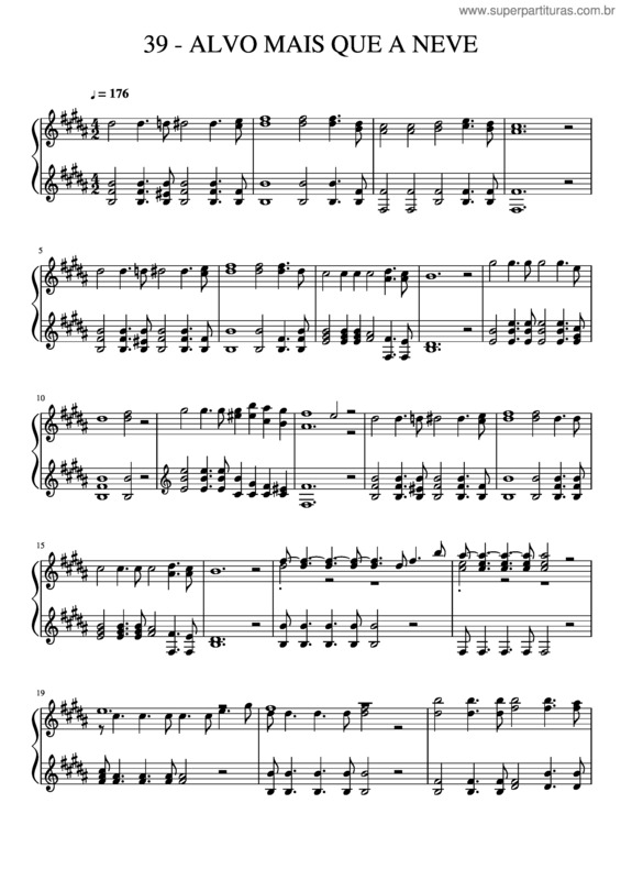 Partitura da música 39 – Alvo Mais Que A Neve