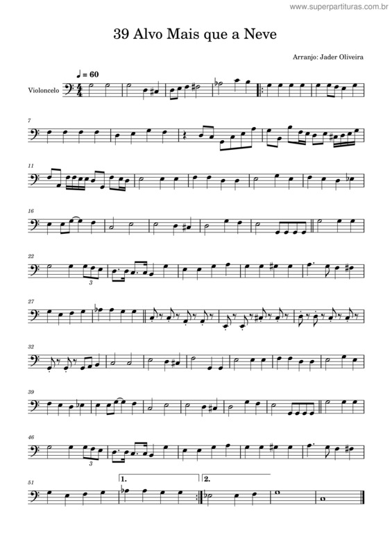 Partitura da música 39 Alvo Mais Que A Neve v.3