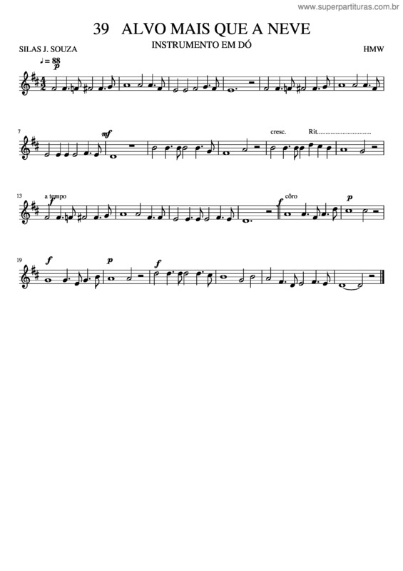 Partitura da música 39 Alvo Mais Que A Neve