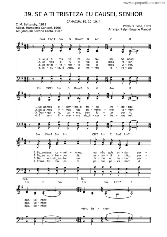 Partitura da música 39 Se A Ti Tristeza Eu Causei, Senhor