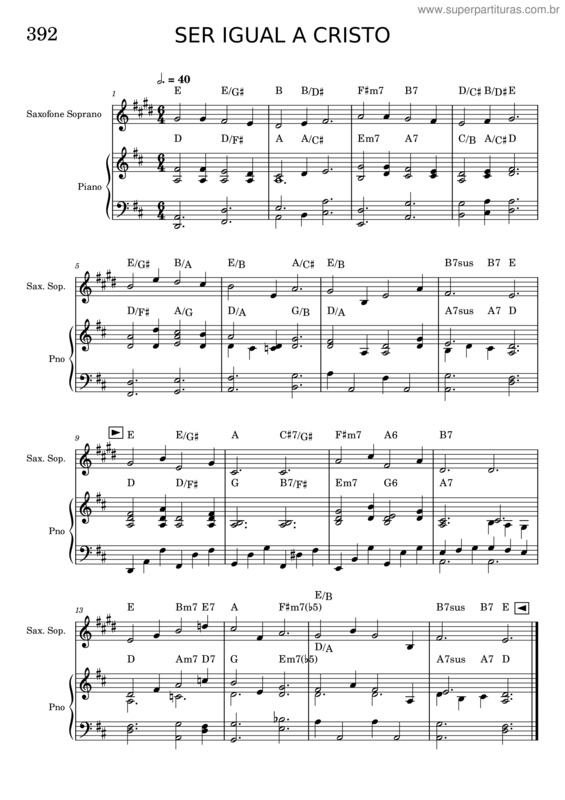 Partitura da música 392 – Ser Igual A Cristo